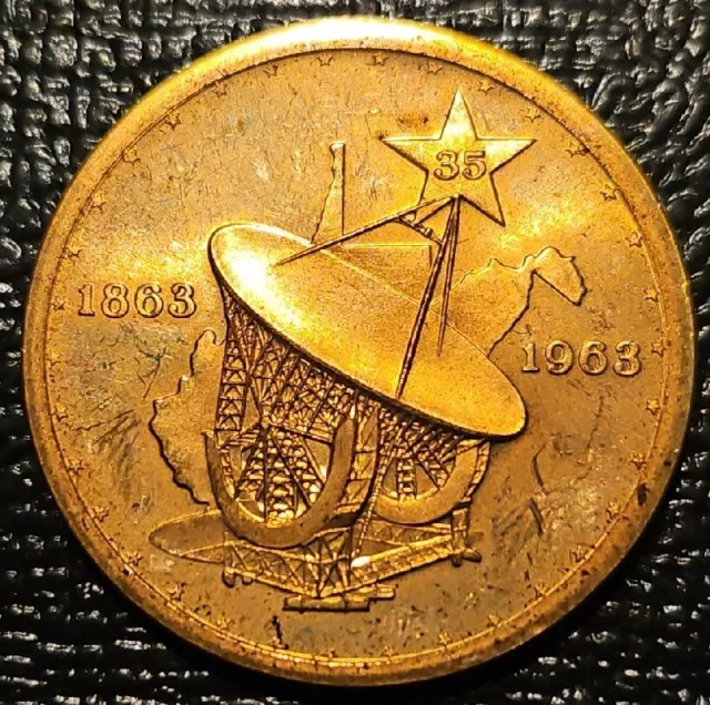 1963 West Virginia Satellite Dish Medal Centennial Coin Token Wv 35Th Anniv