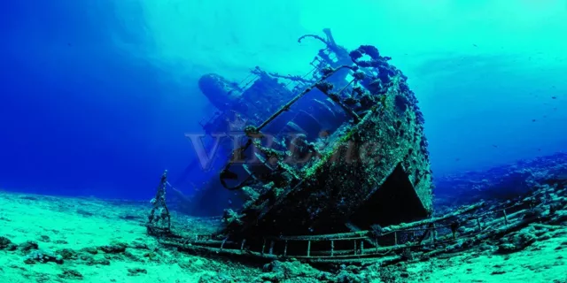 Póster de fondo de acuario naufragio grande PVC tanque de peces adorno paisaje 2