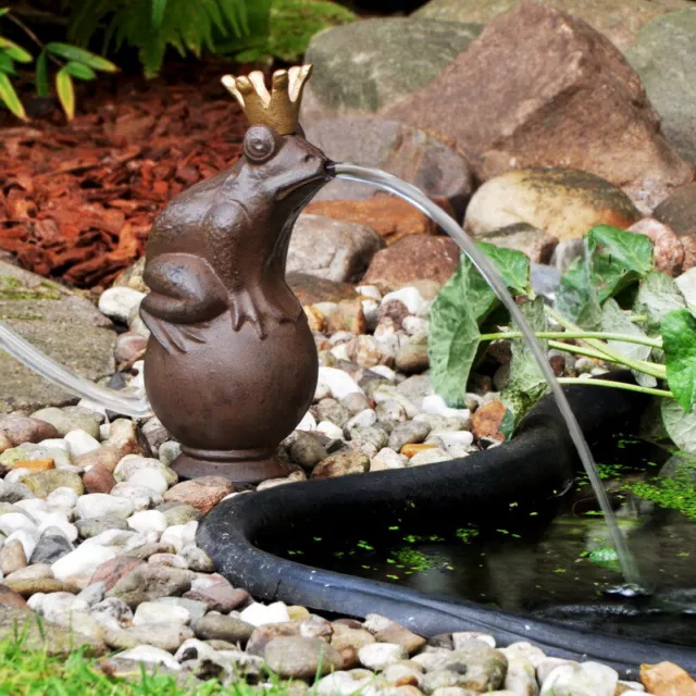 Teichfigur Wasserspeier Gartendeko Wasserpumpe Wasserspiel Froschkönig Frosch