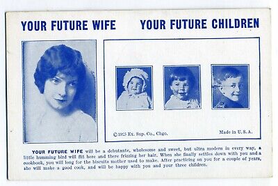 Arcade Mutoscope Exhibit Card Your Future Wife Children Humor 1940's Postcard