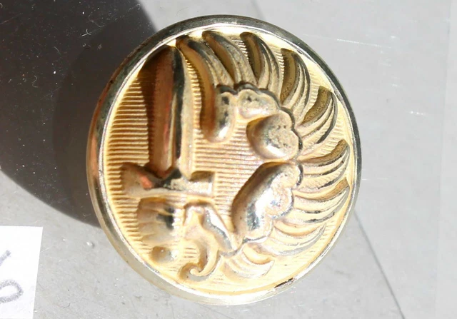 Ancien Bouton écusson Métal, Aigle Ou Faucon, Vintage Années 1900