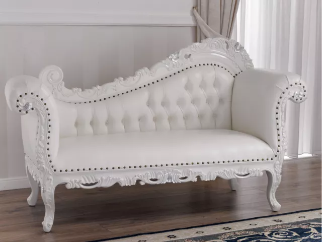 Récamiere Alejandra Moderner Barock Stil Chaiselongue Zweisitzer-Sofa weiß la...