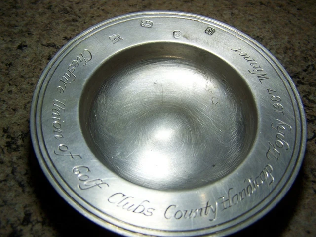 solid silver golfing pin dish cheshire union of golf clubs county trophy