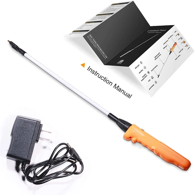 Livestock Prod, Newest Waterproof Cattle Prod Stick with LED Light,Rechargeable