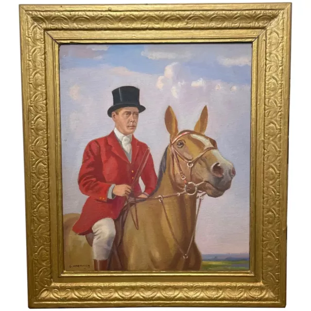 Oil Painting Sporting Hunting Portrait of King Edward VIII By Geoffrey Mortimer