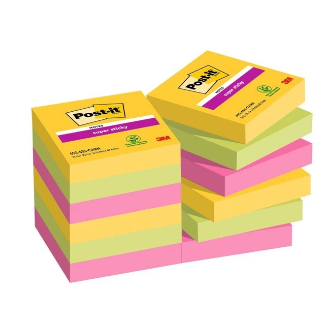 Blocco Post it® Super Sticky - 622-12SS-CARN - 47,6 x 47,6 mm - colori Carnival