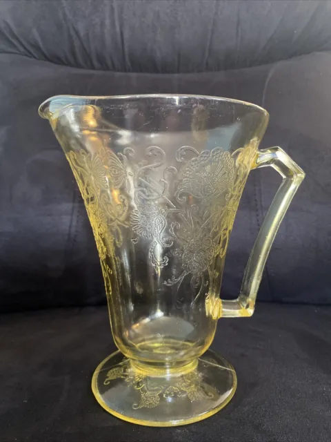 Vintage FLORENTINE POPPY #2 Yellow HAZEL ATLAS Depression Glass Pitcher