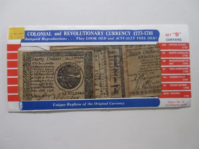 Colonial & Revolutionary 1773-1781 Currency SET B Reproduction Paper Money