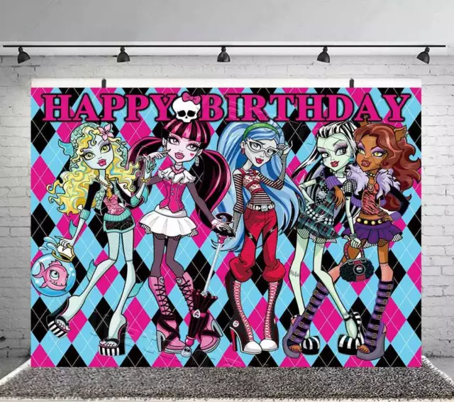 Monster High Fondo Feliz Cumpleaños Suministros Fiesta Decoración Niños 7*5 ft