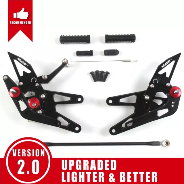 Arashi V 2.0 Estriberas traseras ajustables para Yamaha YZF R6 2003 2004 2005