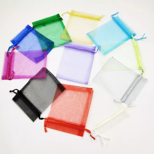 25-100pcs Luxury Organza Wedding Favour Gift Candy Bags Jewelry Pouch Party UK