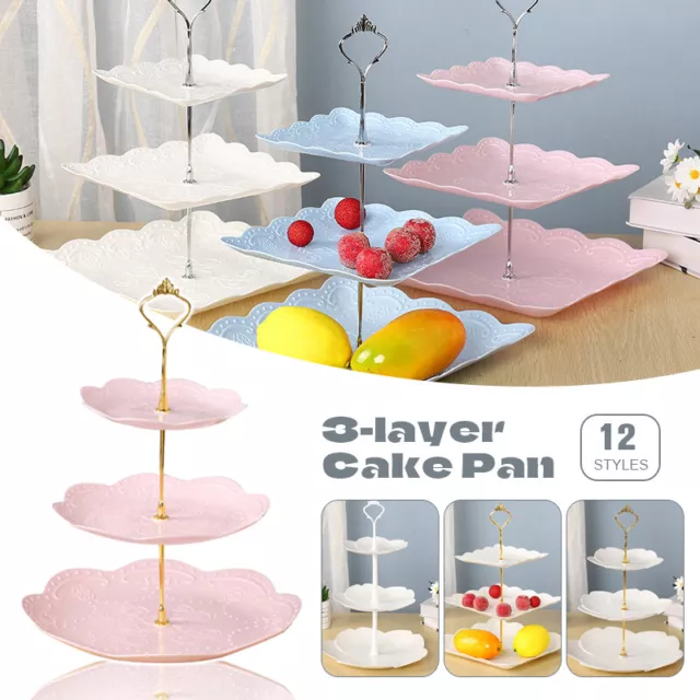 3 Tier Plastic Cake Stand Afternoon Tea Wedding Plates Party Tableware Tray NEW