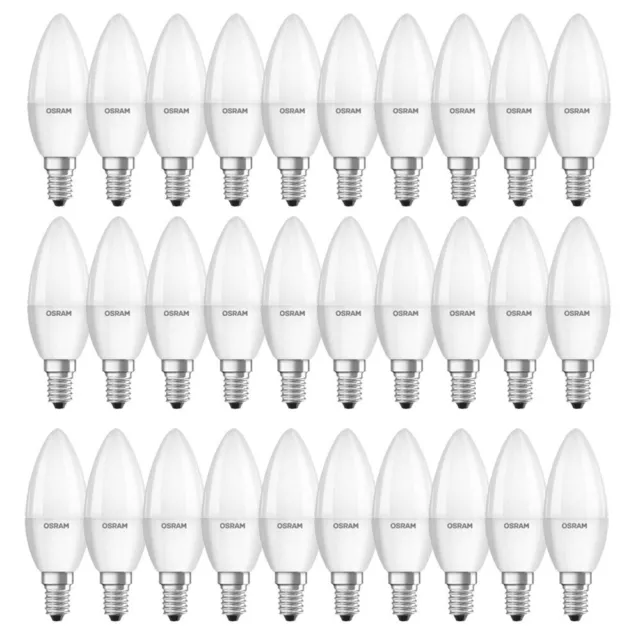 30 x Osram LED Leuchtmittel Kerzen 5,5W = 40W E14 matt 470lm Neutralweiß 4000K