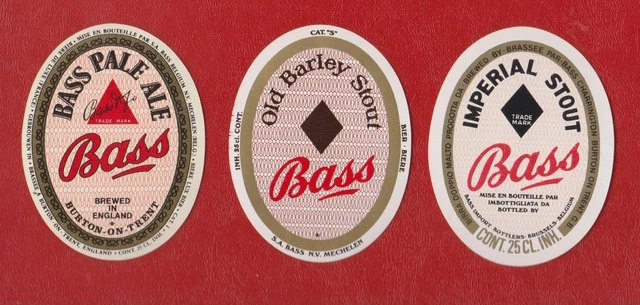 Bass (Overseas)  Beer Labels (3) - All Scanned Uncommon Pack W6