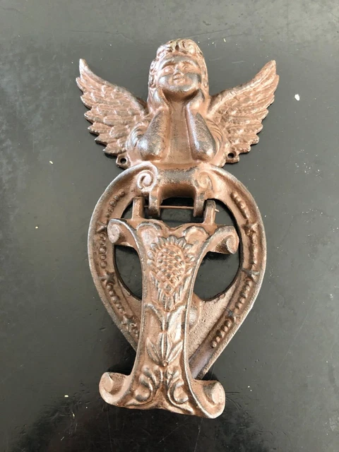 heurtoir de porte en fonte forme ange angelot 25 cm 1 kg vintage chérubin