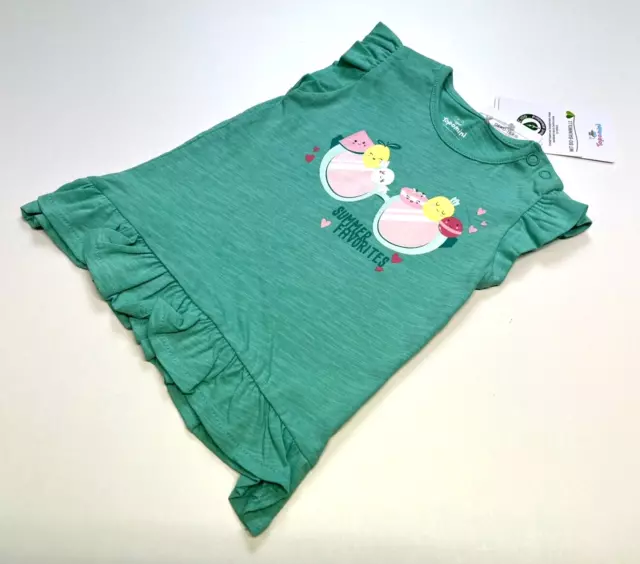 Baby T-Shirt Größe 74 Sommer kurzarm Urlaub Strand BIO Baumwolle grün Mädchen .