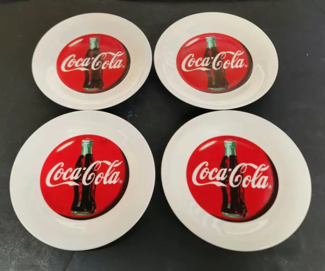 Vintage 1996 COCA-COLA PLATE SALAD DESSERT- GIBSON - 7 3/4 INCHES Set of 4  NICE