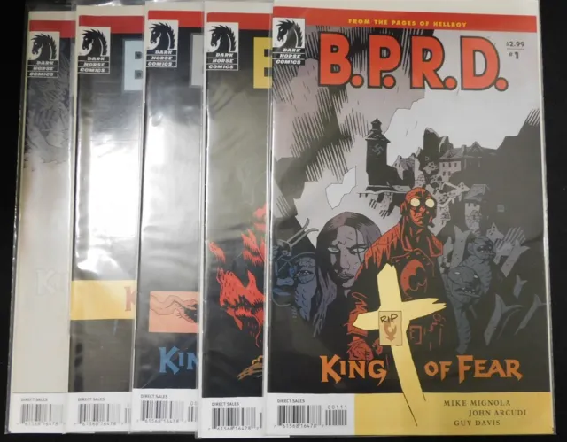 B.p.r.d. Bprd King Of Fear 1-5 Dark Horse Comic Set Complete Mignola 2010 Nm
