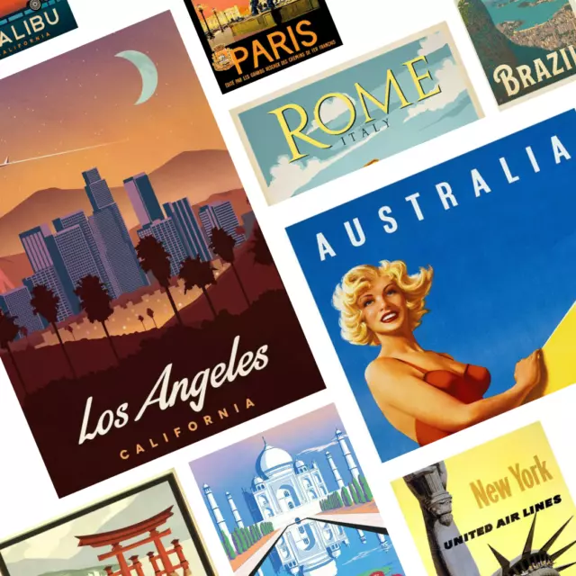 Retro Vintage Travel Poster Prints Tourism Holiday Home Art Decor Cities A4 A5