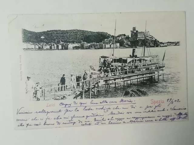 Cartolina Lerici La Spezia Liguria Imbarcazione Nave Animata Paesaggistica