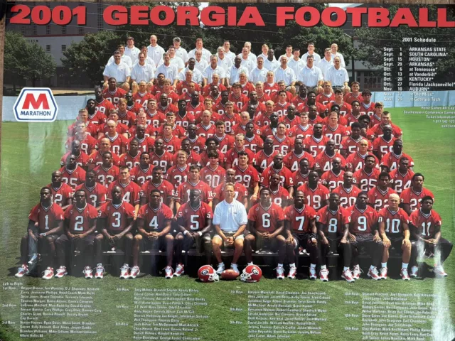 2001 University Of Georgia Bulldogs Football Team Photo Poster Schedule-Marathon