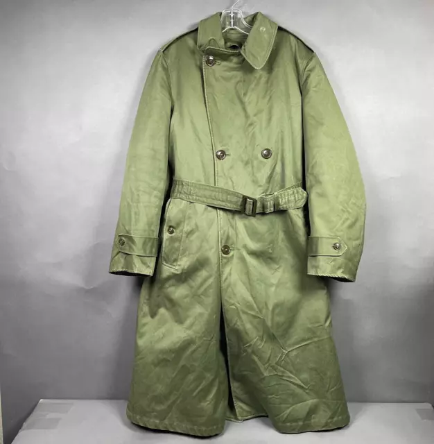 VINTAGE US MILITARY Trench Coat Mens Small Regular Green Wool Liner ...