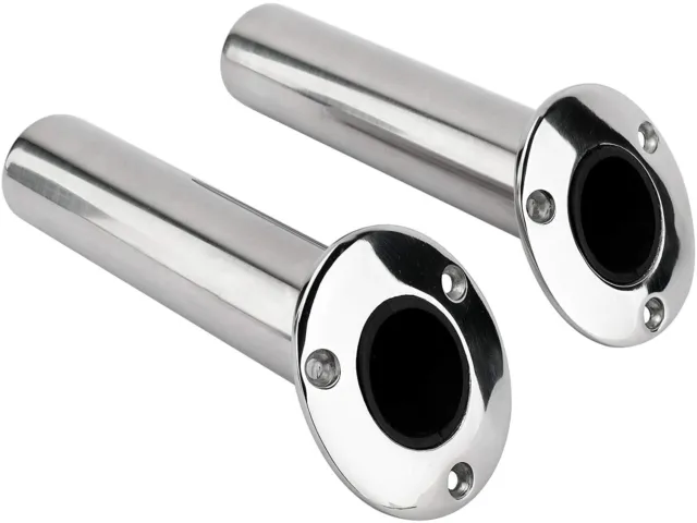 2X 30 ° Stainless Steel Heavy Duty Flush Mount Fishing Rod Holder with Drain