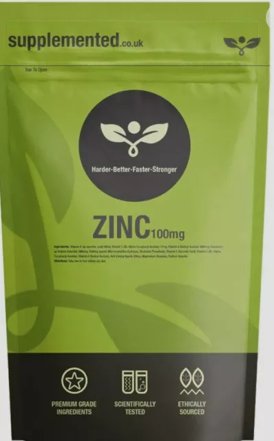 Zinc Max Strength 100mg 180 Tablets Vegan Supplement Zinc Citrate Immune Support