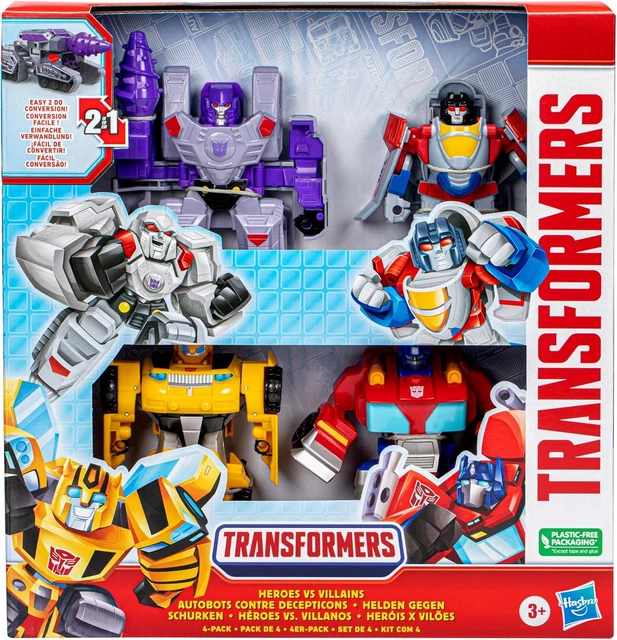 Packing Transformer TRANSFORMERS TOYS HEROES vs Villains 4-Pack, Autobot and Decepticon 11 ...