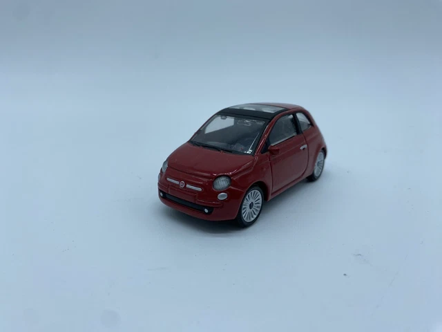 Modellino Auto Fiat 500 In Scala 1:24, Die-cast Metallizzato Nero, Portiere Apribili, Ruote In PVC, Retrocarica