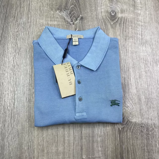 Burberry Brit  Blue Short Sleeve Polo Collared Shirt Mens Size Large New