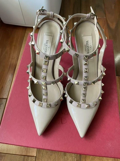VALENTINO GARAVANI Studs Sandals Pumps 36.5 POUDRE Auth Women Used from Japan