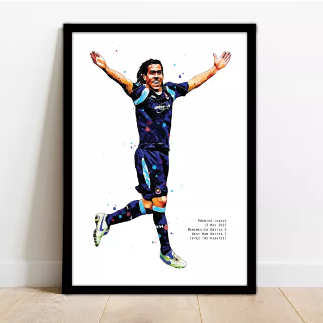 West Ham United - Carlos Tevez - Framed Print Poster Picture.