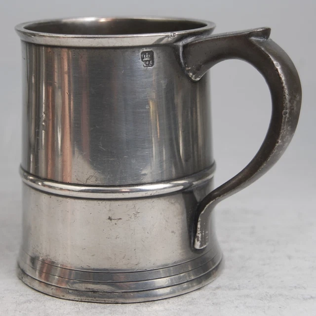 Superb Antique Pewter Pint Tankard Measure Mug By Abbott, Durham Verif C19Th