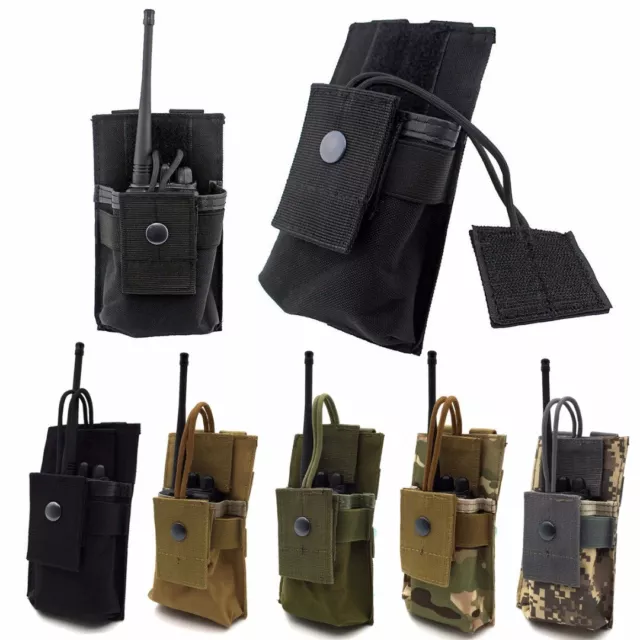 Tactical Adjustable Molle Radio Holder Walkie Talkie Holster Open Top Pouches