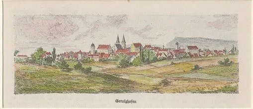 Orig. kolorierter  Holzstich - Bayern -  Gerolzhofen.