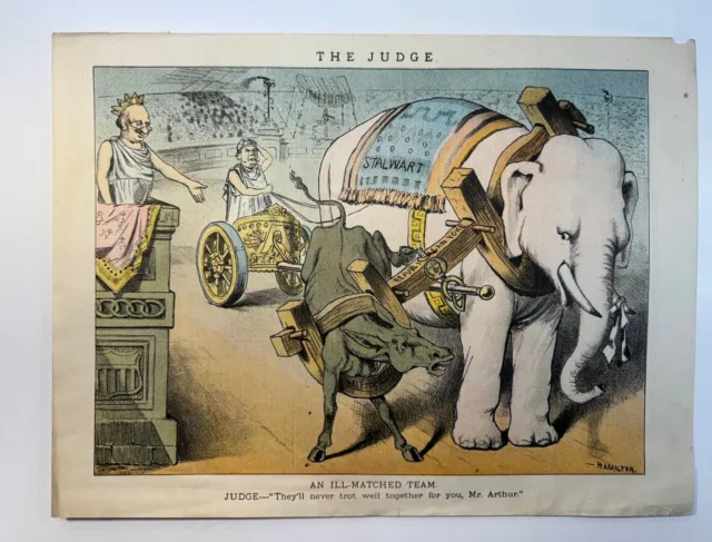 The Judge Chromolithograph-“An Ill-Matched Team” By Grant E. Hamilton