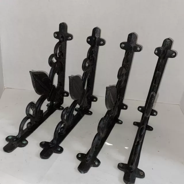 A Pair Antique Style Cast Iron Brackets Garden Braces Rustic Shelf Bracket Black