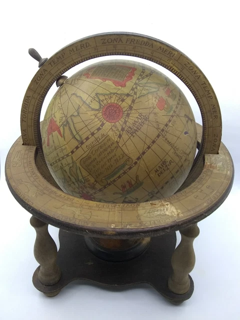 "De colección mediados de siglo ápice Japón zodiaco de papel y madera astrología globo del viejo mundo 11"