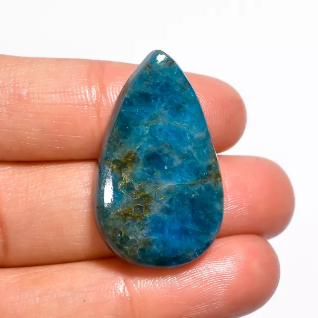 Natural Neon Blue Apatite Pear Shape Cabochon Gemstone 37 Ct. 31X19X6 mm D-2339