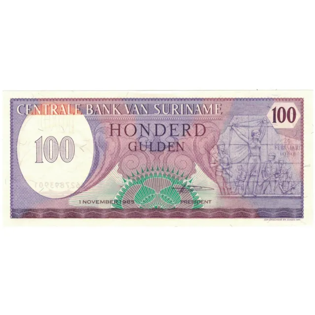 [#808862] Billet, Suriname, 100 Gulden, 1985, NEUF