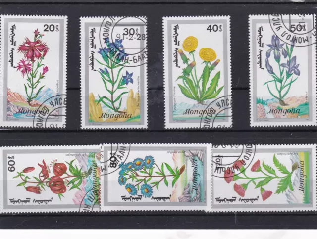 mongolia flowers used stamps ref 16808