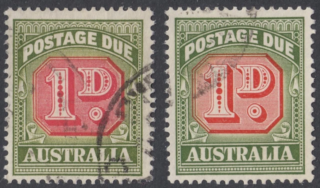Australia  1958 & 1959  1d  Postage Dues  both dies SG D133 & D133a  good used
