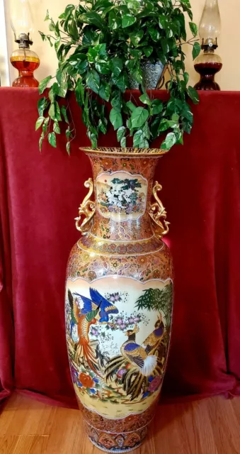 Extra Large Vintage  Chinese  Porcelain Floor Vase  48.5"