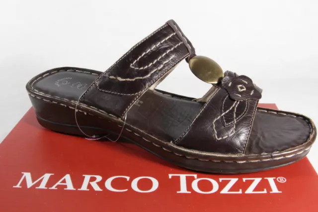 Marco Tozzi Mules Femmes Sandales Cuir Véritable Braun Neuf