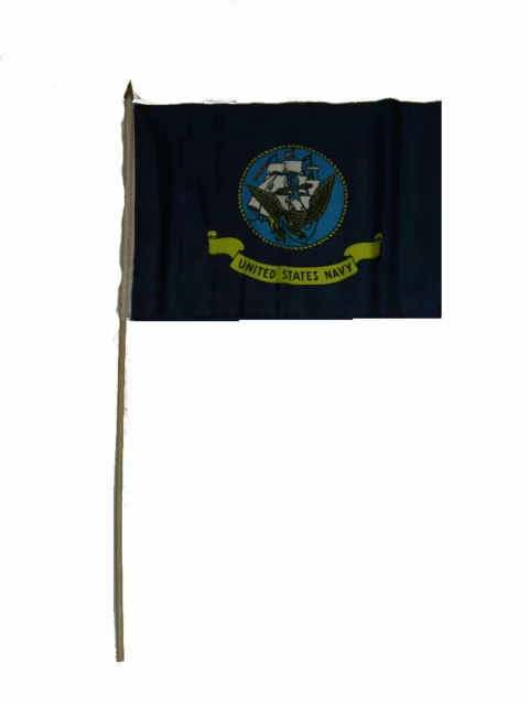 12x18 12"x18" U.S. Navy Ship Emblem Stick Flag wood staff