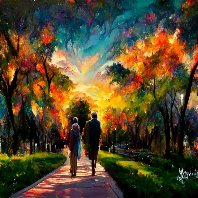 Hugo Keller Signed Original Painting - Stroll in the Park - Award winning artist