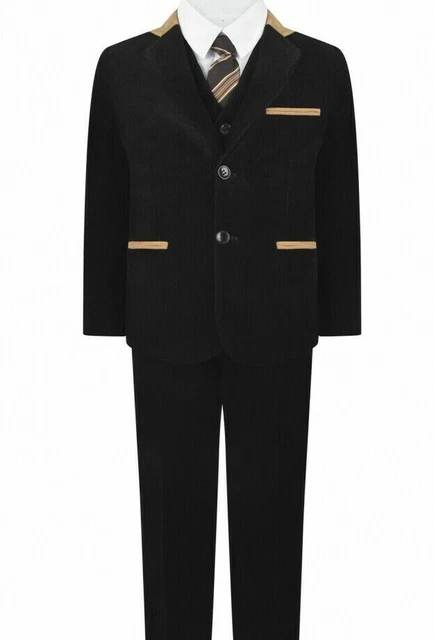 Brand New Boys Formal 5 Piece Suit Boy Prom Wedding Suit Black  Ages 1 To 15