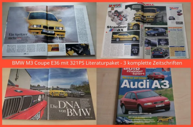 BMW M3 Coupe E36 mit 321PS Literaturpaket - 3 komplette Zeitschriften