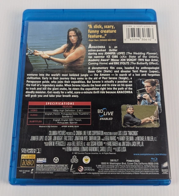 ANACONDA - REGION Free Blu-Ray 1997 Jon Voight Jennifer Lopez Eric